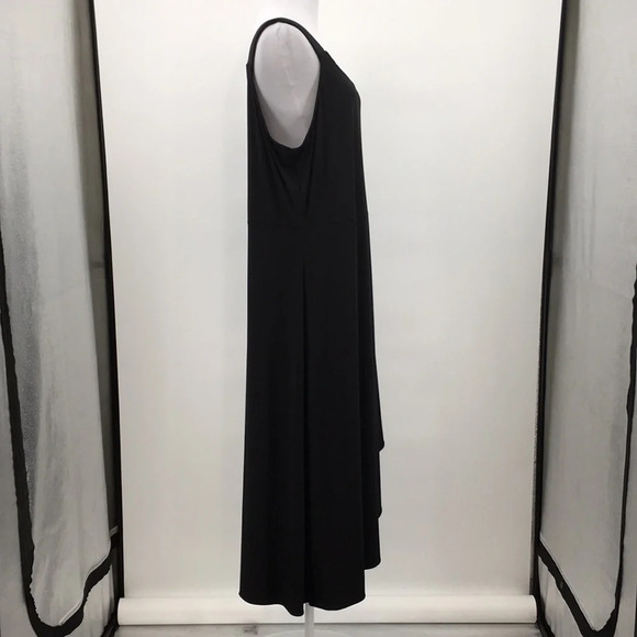 Brook Shields Timeless Black Faux Wrap Midi Dress Womens 1XP Whimsygoth ruffle - Picture 3 of 10